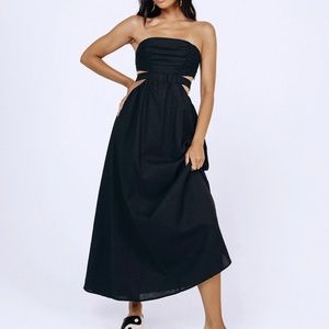 Princess Polly Kay Maxi Strapless Black Dress Size 0
